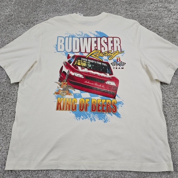 Abercrombie & Fitch Shirt Mens XXL Cream Graphic Budweiser Racing‎ Cars - Picture 1 of 10